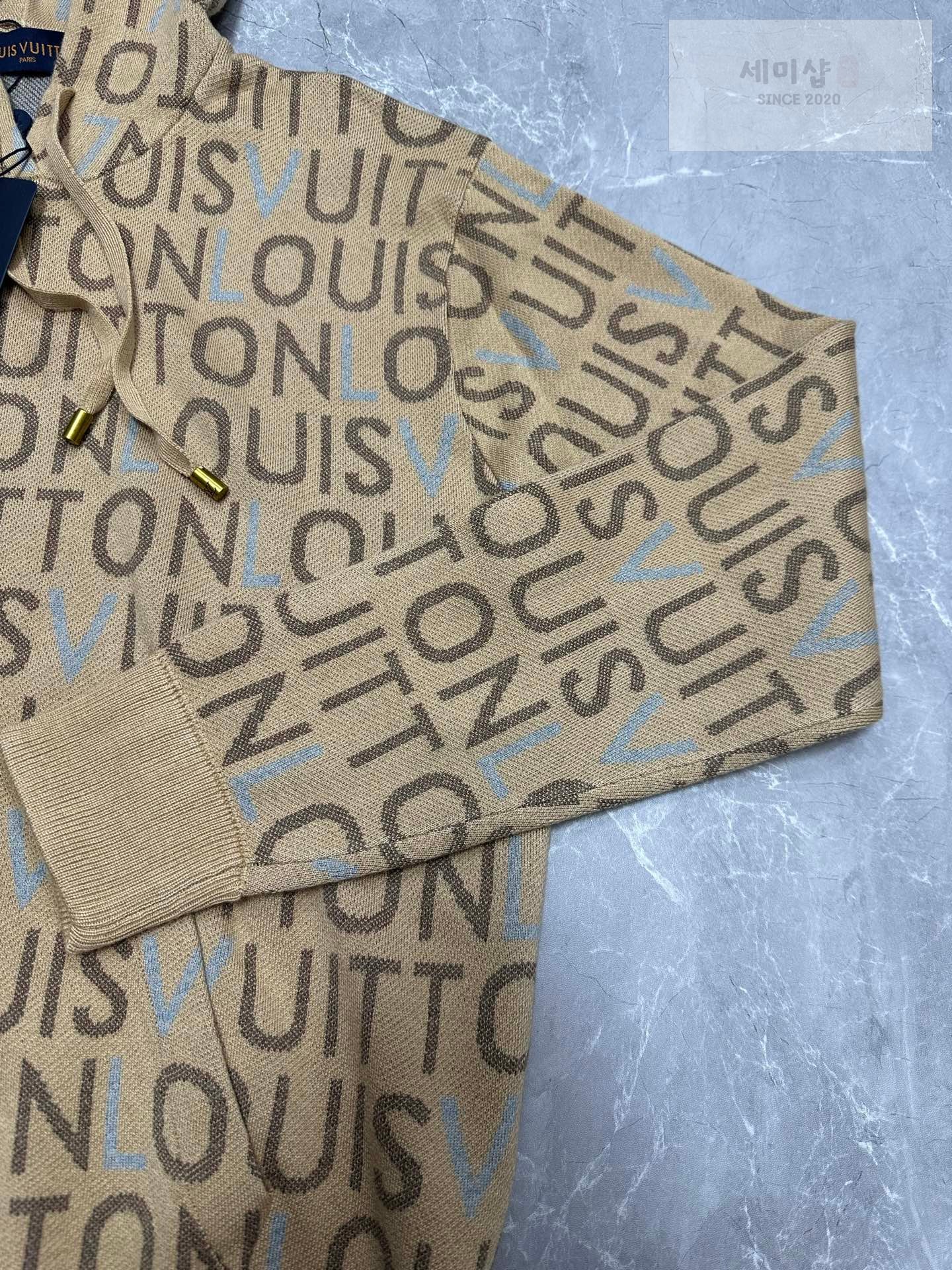루이비통 루이비통 자카드 Louis Vuitton 시그니처 후디 샌드 카멜 의류 5번 이미지