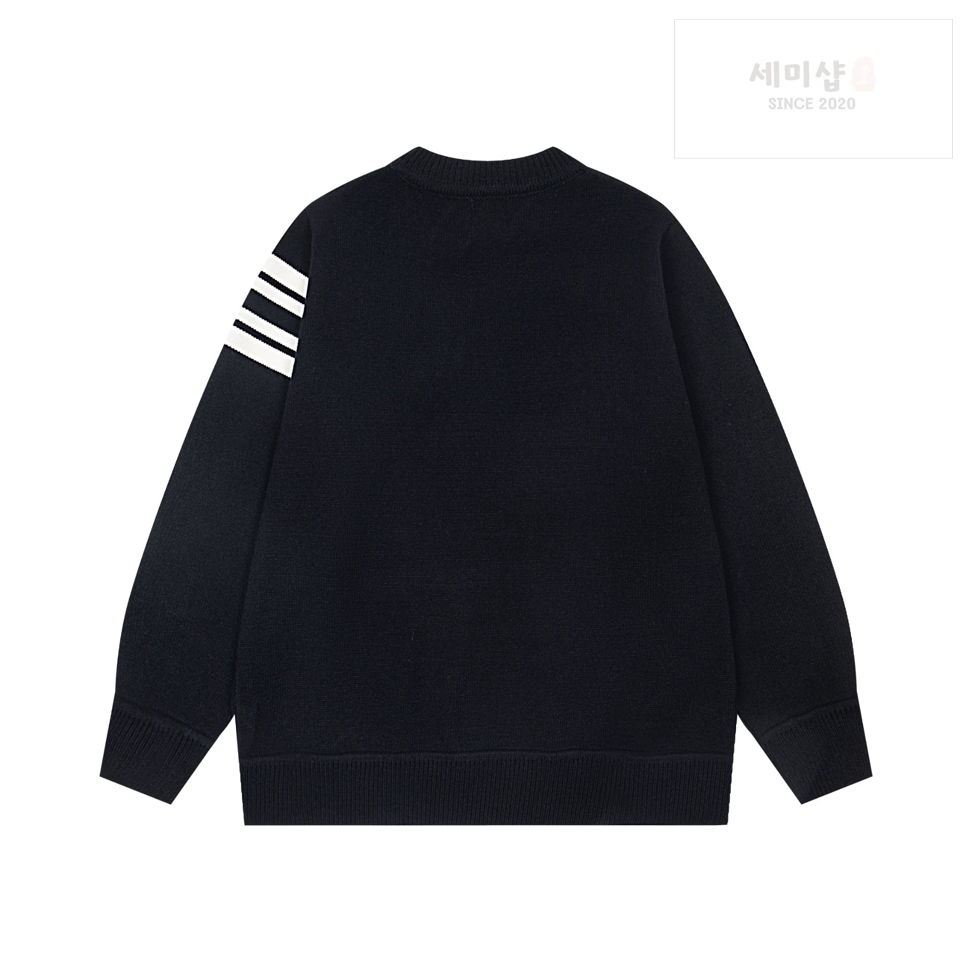 몽클레어 몽클레어 스트라이프 로고 울 앤 캐시미어 블렌드 니트 블랙 의류 2번 이미지